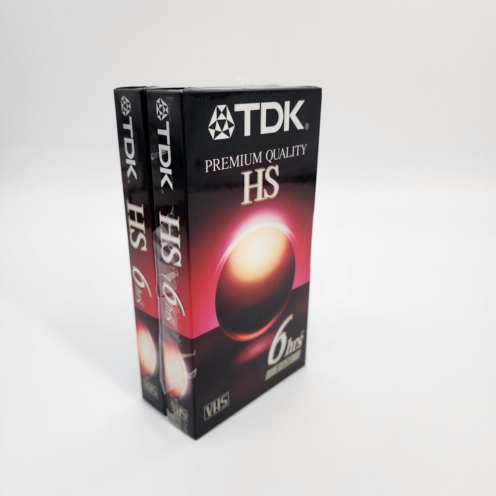 Lot Of 2 TDK Premium Quality HS T-120 VHS Tapes 6 hours New Sealed